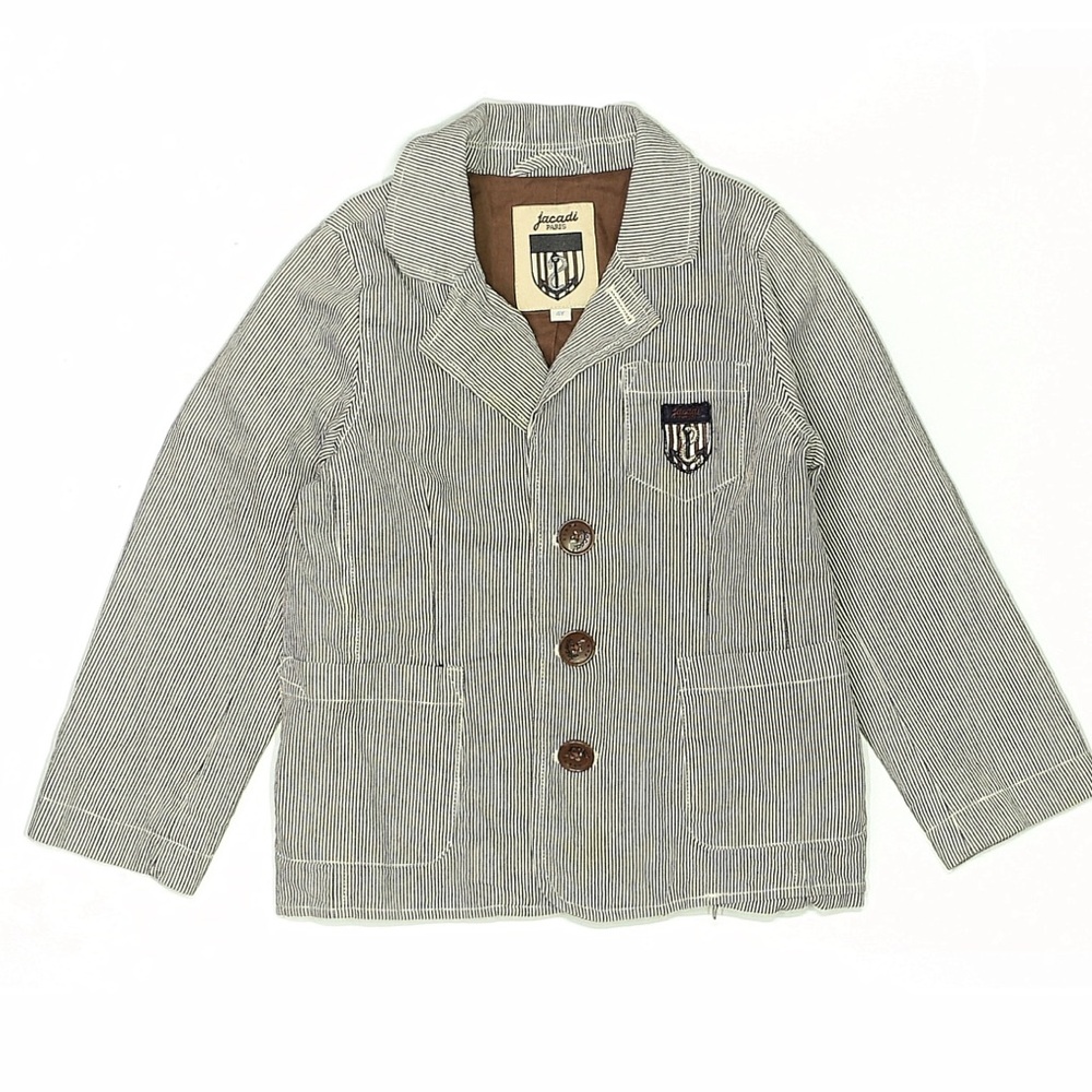 Jacadi - boy 4T cotton navy white striped Button-Up blazer French cotton Jacket